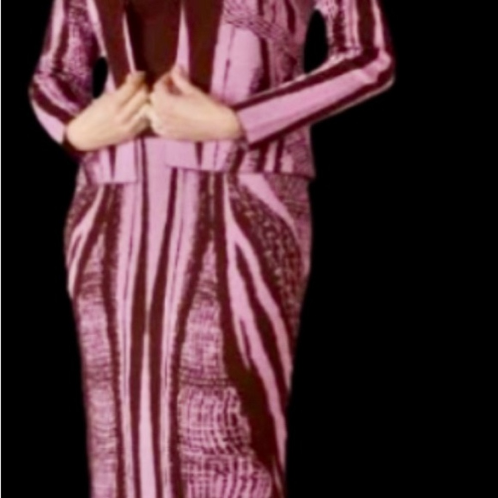 Pink and Brown 3 pc Knit Skirt Suit
